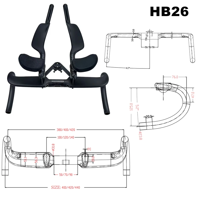 BIKEDOC HB26 Carbon Road Handlebar Bicycle Handlebar Triathlon Handle Rest TT Handlebar Racing Bike Carbon Handle 400/420/440mm
BIKEDOC HB26 Carbon Road Handlebar Bicycle Handlebar Triathlon Handle Rest TT Handlebar Racing Bike Carbon Handle 400/420/440mm