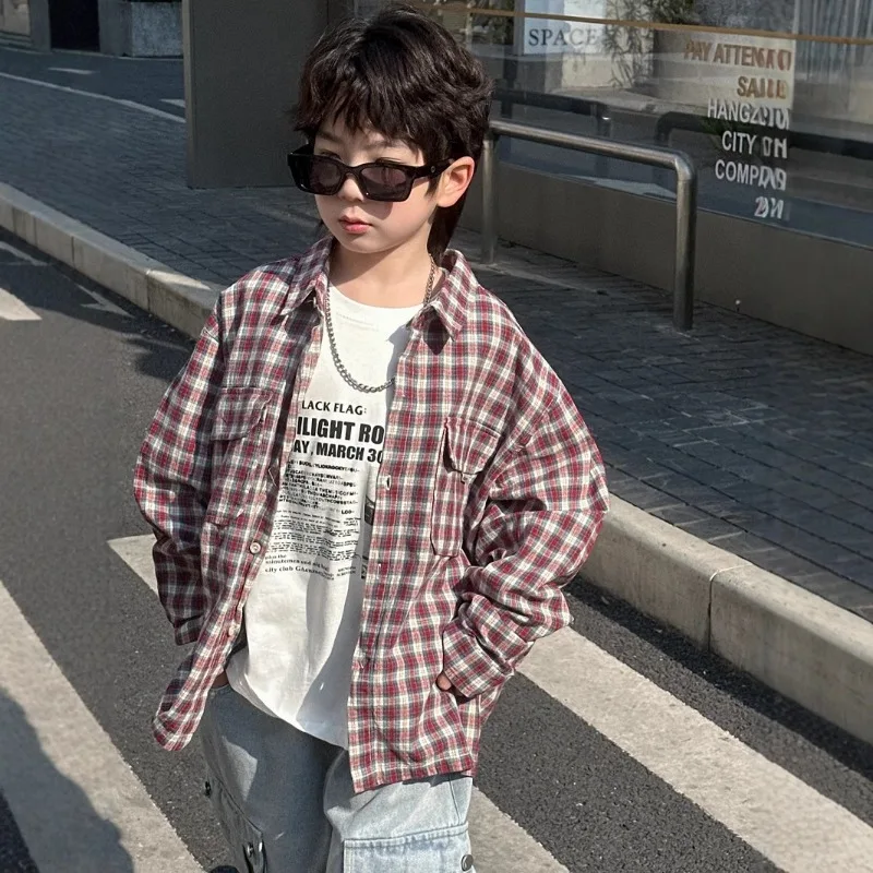 Boys Shirts 2025 Spring Autumn New Arrival Kids Plaid Workwear Long Sleeve Loose Korean Style Shirt Jacket Trendy Shirts
Boys Shirts 2025 Spring Autumn New Arrival Kids Plaid Workwear Long Sleeve Loose Korean Style Shirt Jacket Trendy Shirts
