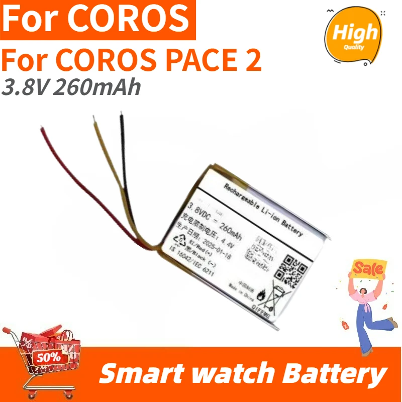High Quality Smart watch Battery 3.8V 260mAh for COROS PACE 2 Brand New Replacement Battery
High Quality Smart watch Battery 3.8V 260mAh for COROS PACE 2 Brand New Replacement Battery