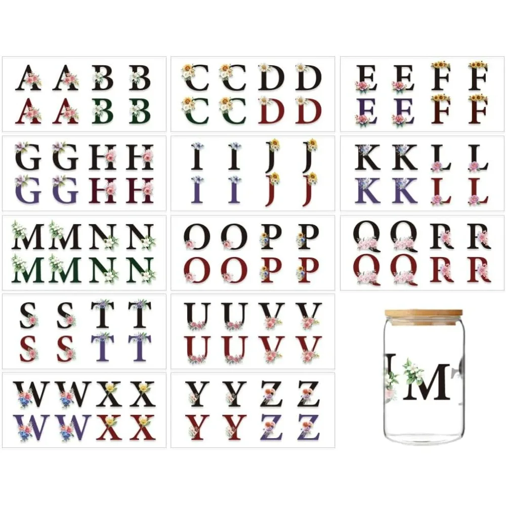 104 Pcs UV DTF Cup Wraps Sticker Letter A~Z UV DTF Cup Wrap for 16OZ Glass Flower Design Alphabet Transfer Stickers on UV DTF
104 Pcs UV DTF Cup Wraps Sticker Letter A~Z UV DTF Cup Wrap for 16OZ Glass Flower Design Alphabet Transfer Stickers on UV DTF