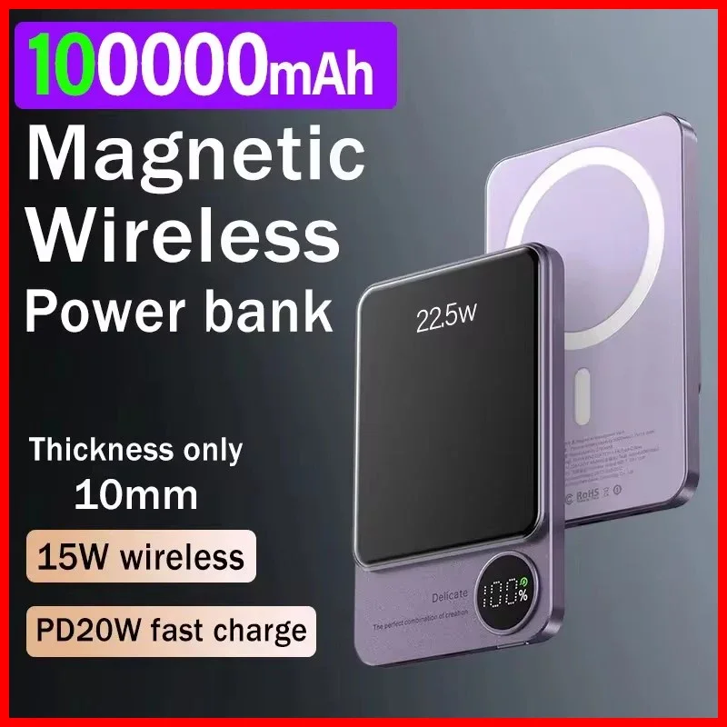 Wireless Power Bank Magnetic 100000mAh Portable Powerbank Type C Fast Charger For iPhone Xiaomi Samsung All Magsafe Series Phone
Wireless Power Bank Magnetic 100000mAh Portable Powerbank Type C Fast Charger For iPhone Xiaomi Samsung All Magsafe Series Phone