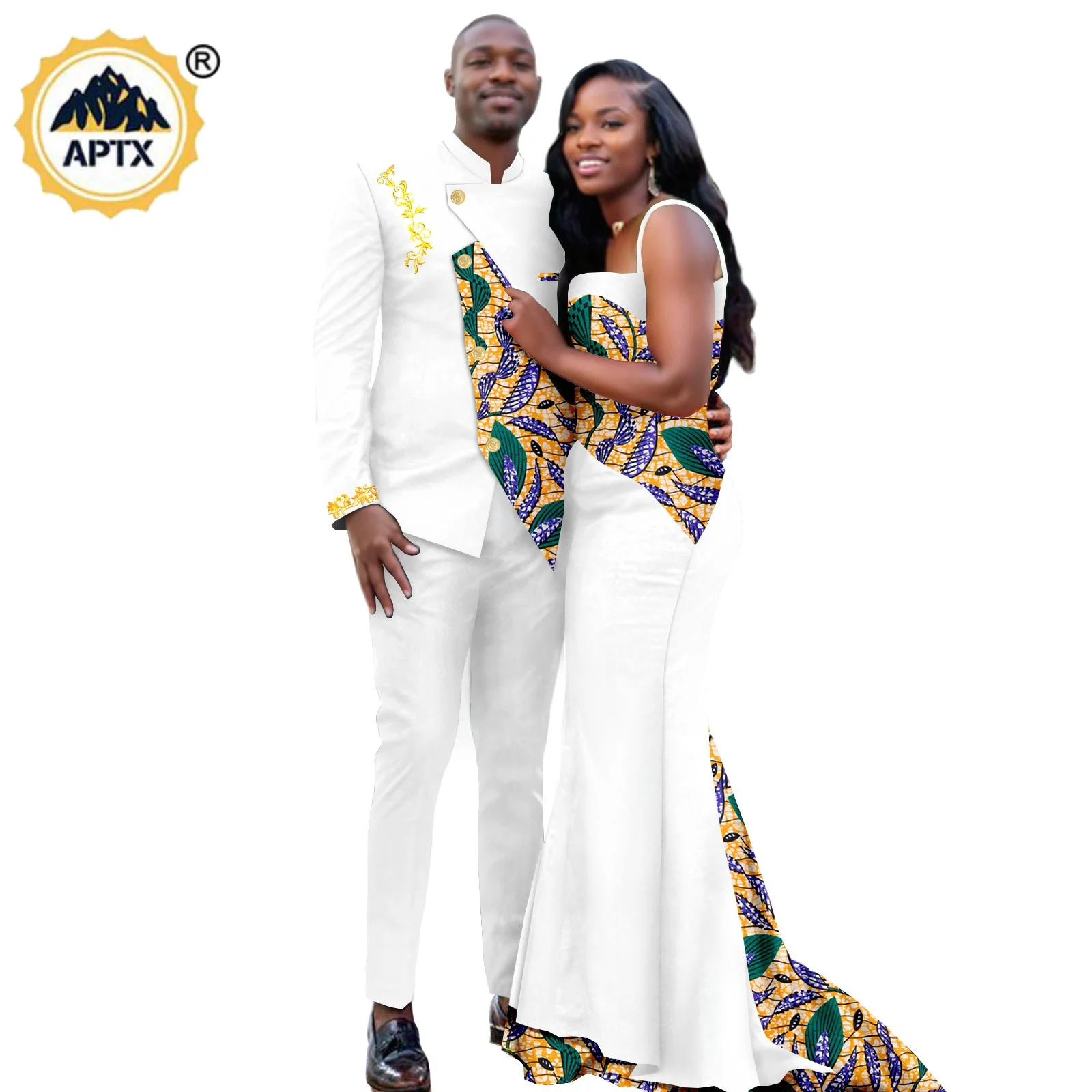 Dashiki African Sexy Print Mermaid Long Dresses Matching Couple Outfits Bazin Riche Men Clothes Jacket Top and Pant Sets 24C061
Dashiki African Sexy Print Mermaid Long Dresses Matching Couple Outfits Bazin Riche Men Clothes Jacket Top and Pant Sets 24C061