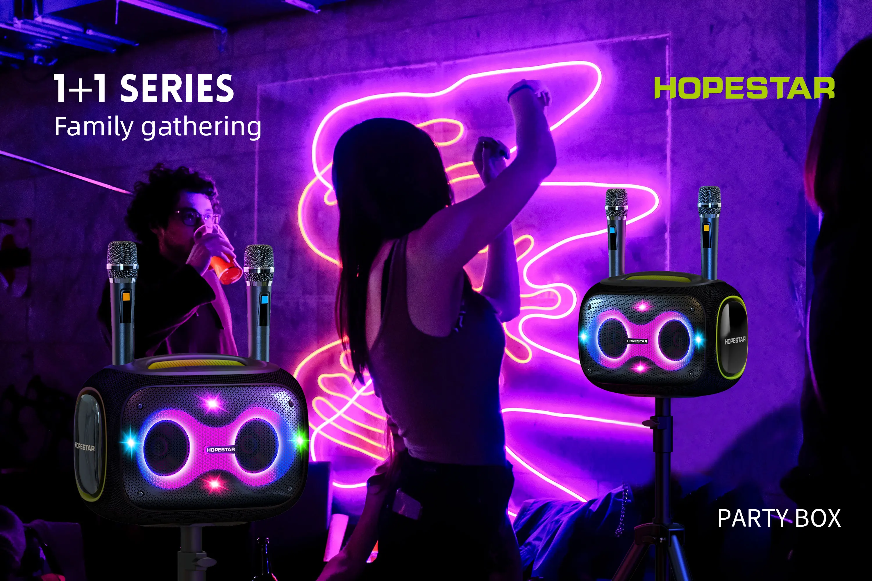 HOPE STAR PARTYBOX 120W PA Speaker with 2 Wireless Microphones with Subwoofer, Support TWS/TF/USB/AUX for Home Party, Outdoor
HOPE STAR PARTYBOX 120W PA Speaker with 2 Wireless Microphones with Subwoofer, Support TWS/TF/USB/AUX for Home Party, Outdoor
