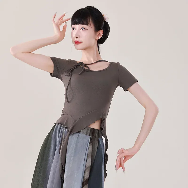 Dance Clothing Women's Modern Dance Costume Teacher Xia New Skinny Irregular High-end Classical Dance Daily Body Top
Dance Clothing Women's Modern Dance Costume Teacher Xia New Skinny Irregular High-end Classical Dance Daily Body Top