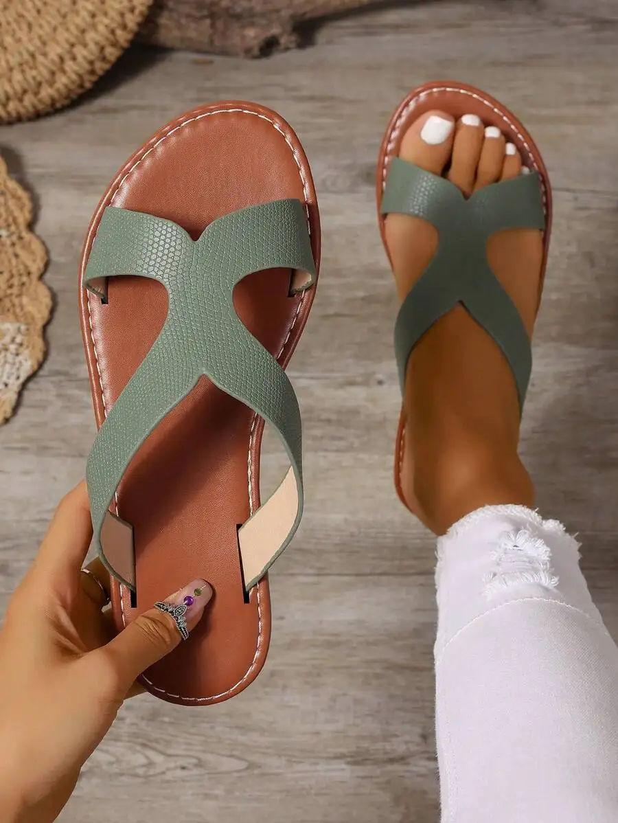 Korean Style Casual Flat Sandals For Women Open Toe Cross Strap Slides Summer Beach Wear
Korean Style Casual Flat Sandals For Women Open Toe Cross Strap Slides Summer Beach Wear