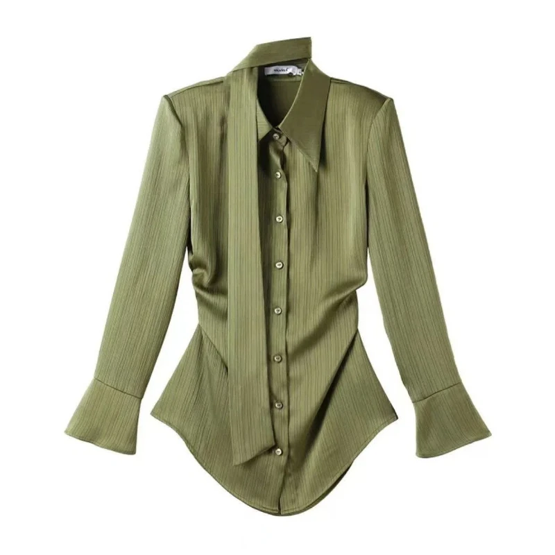 Retro Hong Kong Style Green Shirt for Women Long Sleeve Design New Style Niche Loose Fashion Shirt Waist Top for Women
Retro Hong Kong Style Green Shirt for Women Long Sleeve Design New Style Niche Loose Fashion Shirt Waist Top for Women