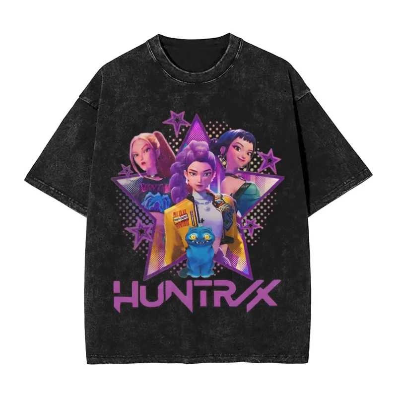Huntrix Kpop Demon Hunters, летние свободные потертые футболки из 100% хлопка, модные женские и мужские футболки с круглым вырезом, потертые футболки
Huntrix Kpop Demon Hunters, летние свободные потертые футболки из 100% хлопка, модные женские и мужские футболки с круглым вырезом, потертые футболки