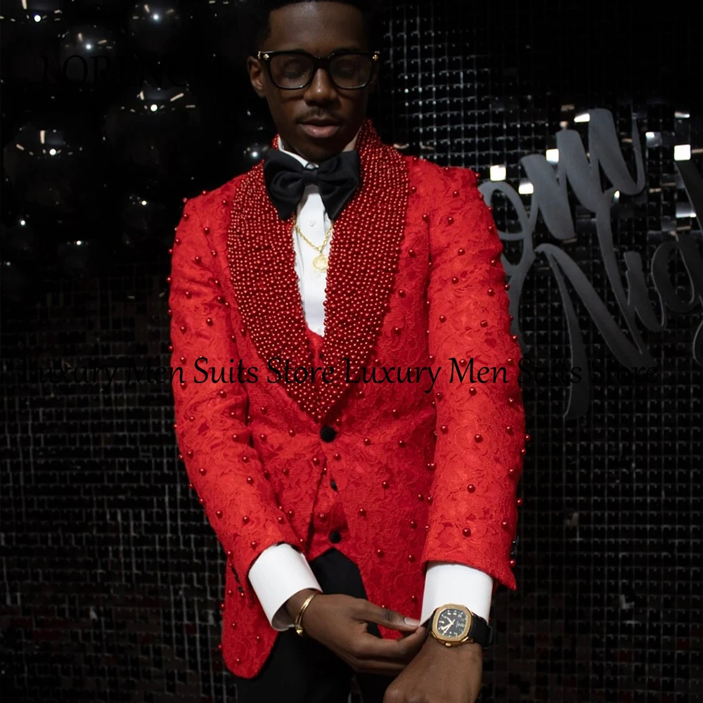 Exquisite Jacquard Men Suit 3 Pieces Beading Wedding Tuxedos Groom Customized Single Breasted Blazer Vest Pants costumes homme
Exquisite Jacquard Men Suit 3 Pieces Beading Wedding Tuxedos Groom Customized Single Breasted Blazer Vest Pants costumes homme