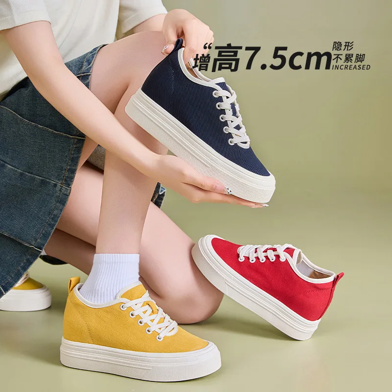 7.5cm Height-increasing Canvas Shoes for Women, Thick-soled, Versatile,Spring and Autumn Breathable Casual Board Shoes for Women
7.5cm Height-increasing Canvas Shoes for Women, Thick-soled, Versatile,Spring and Autumn Breathable Casual Board Shoes for Women