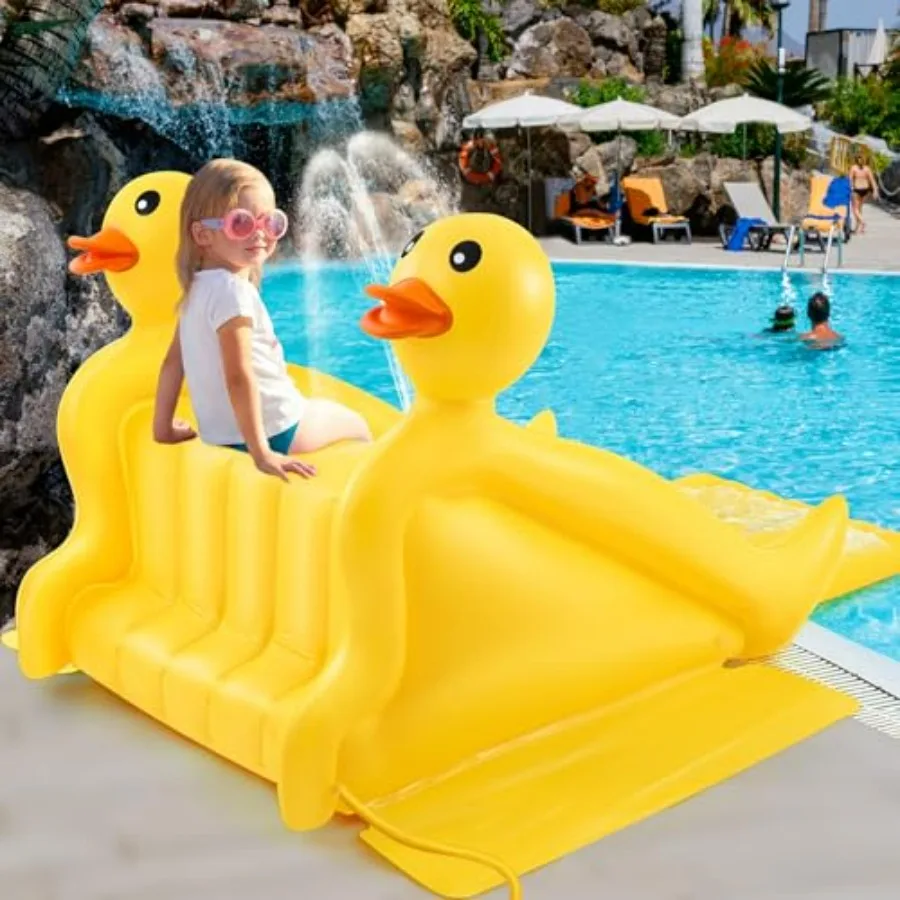 98 Inch Giant Duck Inflatable Pool Slide for Above Ground and Inground Pools, Upgraded PVC Material, Yellow, Heavy-Duty Quick-I
98 Inch Giant Duck Inflatable Pool Slide for Above Ground and Inground Pools, Upgraded PVC Material, Yellow, Heavy-Duty Quick-I