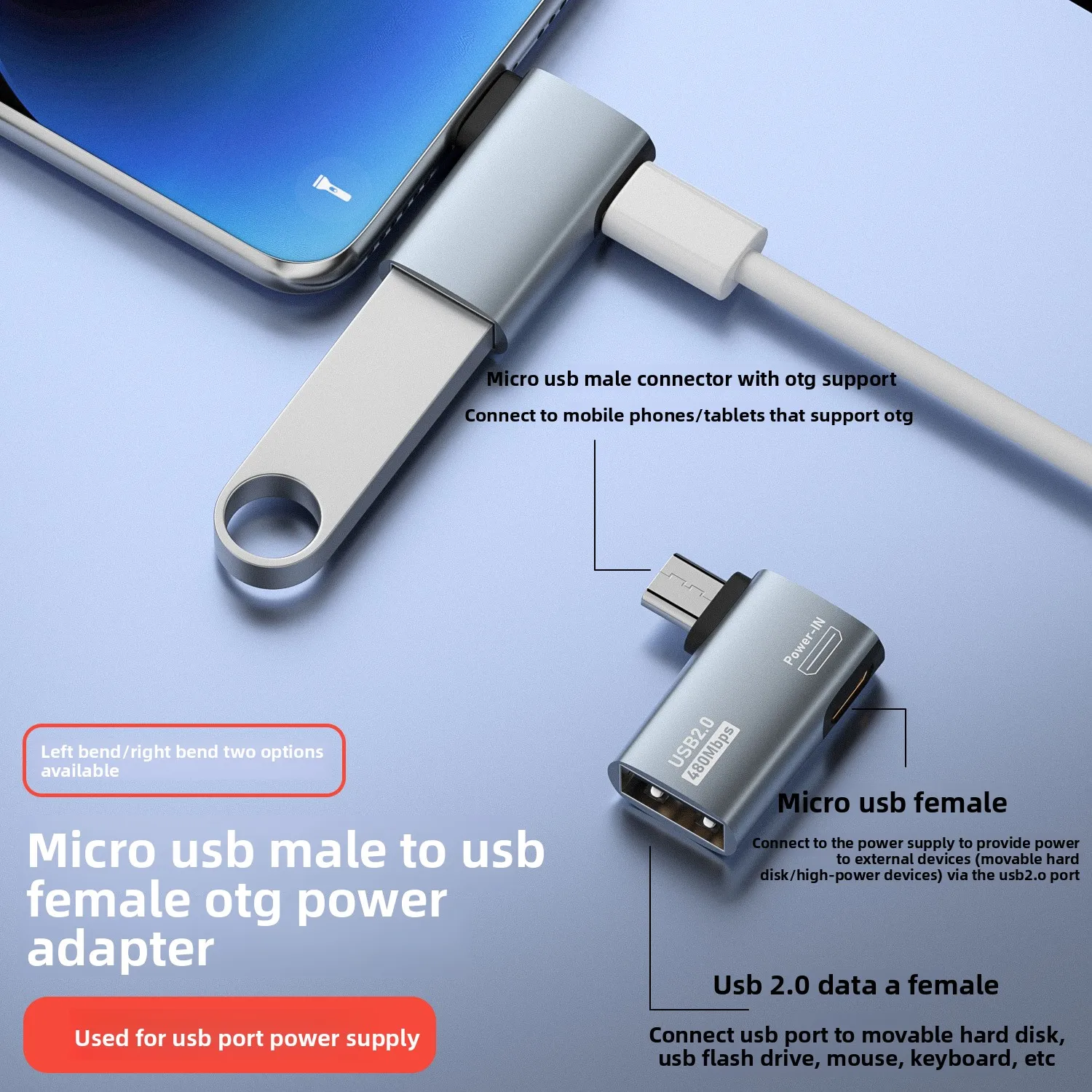 OTG adapter, USB to Micro USB universal converter, fast charging and high-speed data transfer adapter for phones and tablets
OTG adapter, USB to Micro USB universal converter, fast charging and high-speed data transfer adapter for phones and tablets