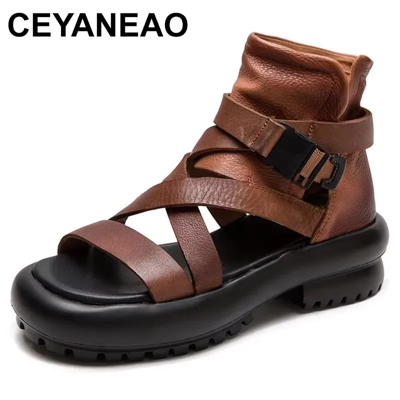 2025 5cm Genuine Leather Boots Peep Toe Moccasins Buckle Summer Motorcycle Chimney Sandals Hollow Ankle Booties Women Shoes
2025 5cm Genuine Leather Boots Peep Toe Moccasins Buckle Summer Motorcycle Chimney Sandals Hollow Ankle Booties Women Shoes