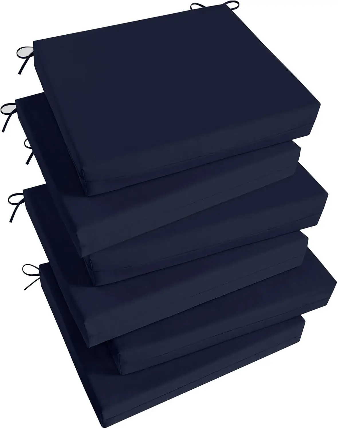 Square Corner Outdoor Chair Cushions Set of 6, 18.5x16x3 in, Water Resistant Patio Cushions with Ties, Navy
Square Corner Outdoor Chair Cushions Set of 6, 18.5x16x3 in, Water Resistant Patio Cushions with Ties, Navy