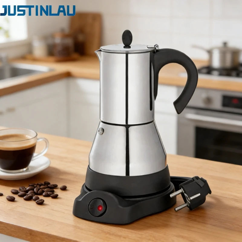 JUSTINLAU 200/300ML Electric Mocha Pot Stainless Steel Portable European Plug Coffee Machine Italian Coffee Pot Barista Tools
JUSTINLAU 200/300ML Electric Mocha Pot Stainless Steel Portable European Plug Coffee Machine Italian Coffee Pot Barista Tools