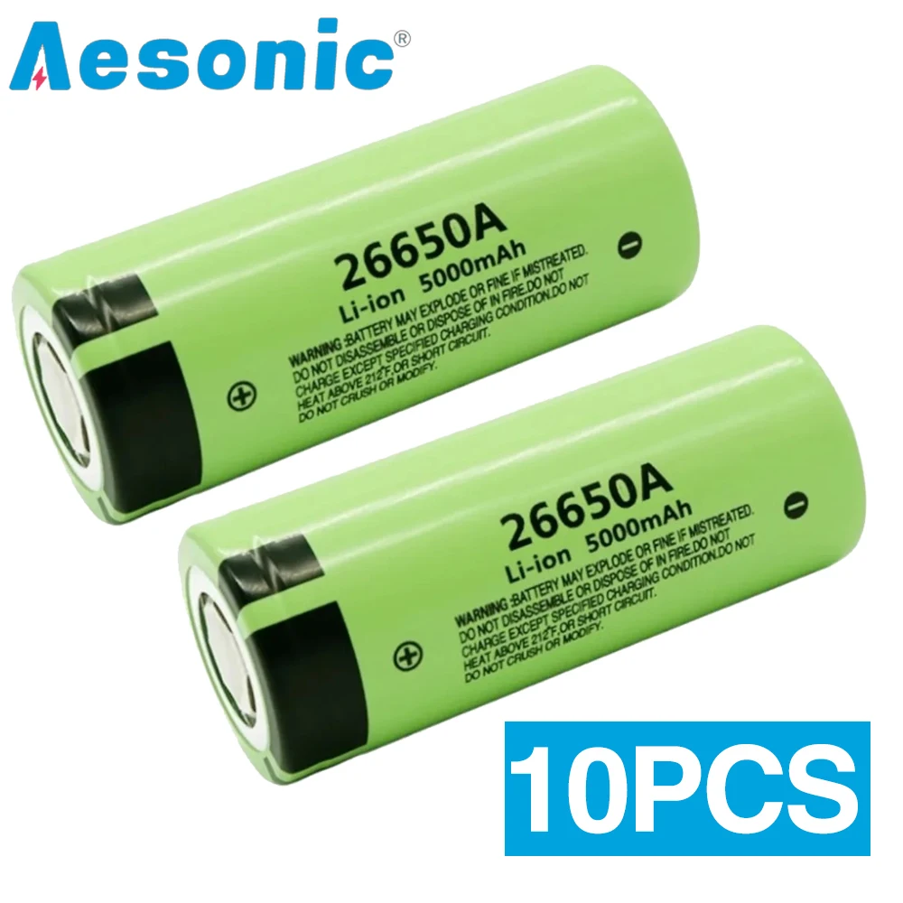10PCS New Original for Panasonic 26650 3.7V 5000mAh Rechargeable Lithium Battery for Electronics Flashlights 26650A
10PCS New Original for Panasonic 26650 3.7V 5000mAh Rechargeable Lithium Battery for Electronics Flashlights 26650A