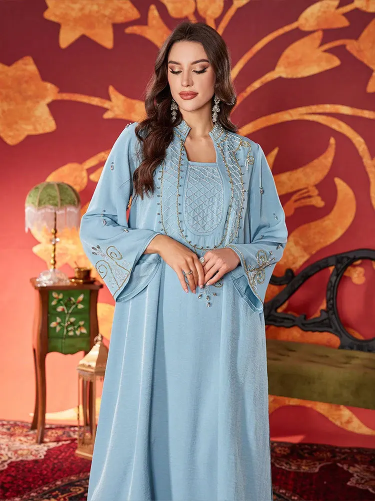 2025 New Fashion Muslim Dresses for Women Beaded Abaya Dubai Kaftan Eid Djellaba Femme Musulmane Islam Jalabiya Caftan Robe Gown
2025 New Fashion Muslim Dresses for Women Beaded Abaya Dubai Kaftan Eid Djellaba Femme Musulmane Islam Jalabiya Caftan Robe Gown