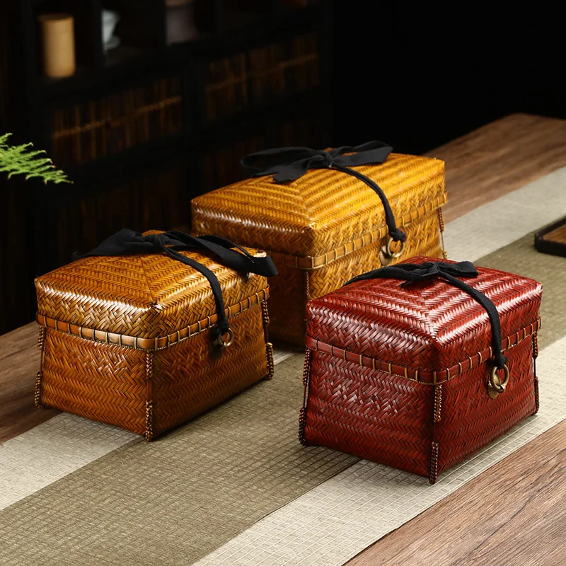Handwoven Picnic Food Storage Box with Lid Portable Tea Set Storage Creative Desktop Debris Tea Box Picnic Organizer
Handwoven Picnic Food Storage Box with Lid Portable Tea Set Storage Creative Desktop Debris Tea Box Picnic Organizer