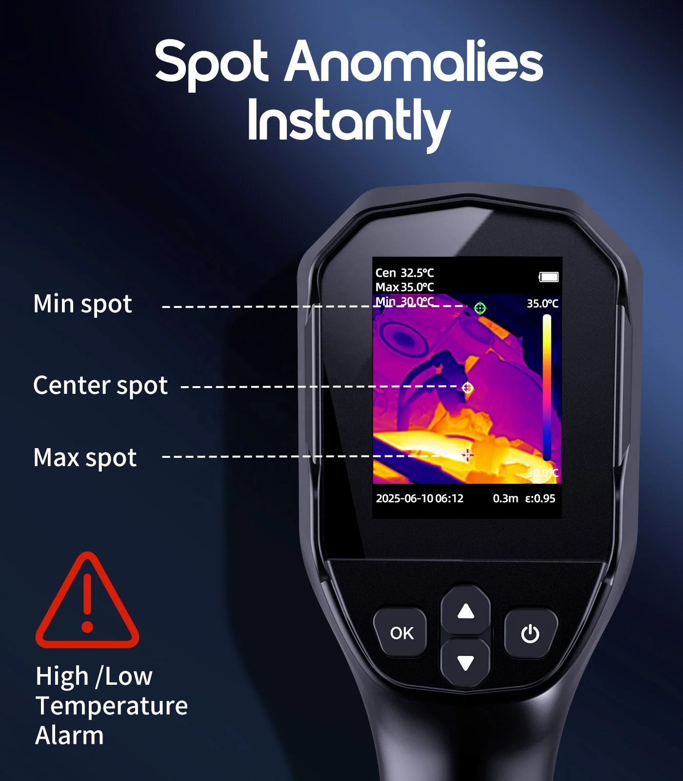 Hot Sale Thermal Images Handheld Portable Industrial IR Digital Thermometer Thermal Imager
Hot Sale Thermal Images Handheld Portable Industrial IR Digital Thermometer Thermal Imager
