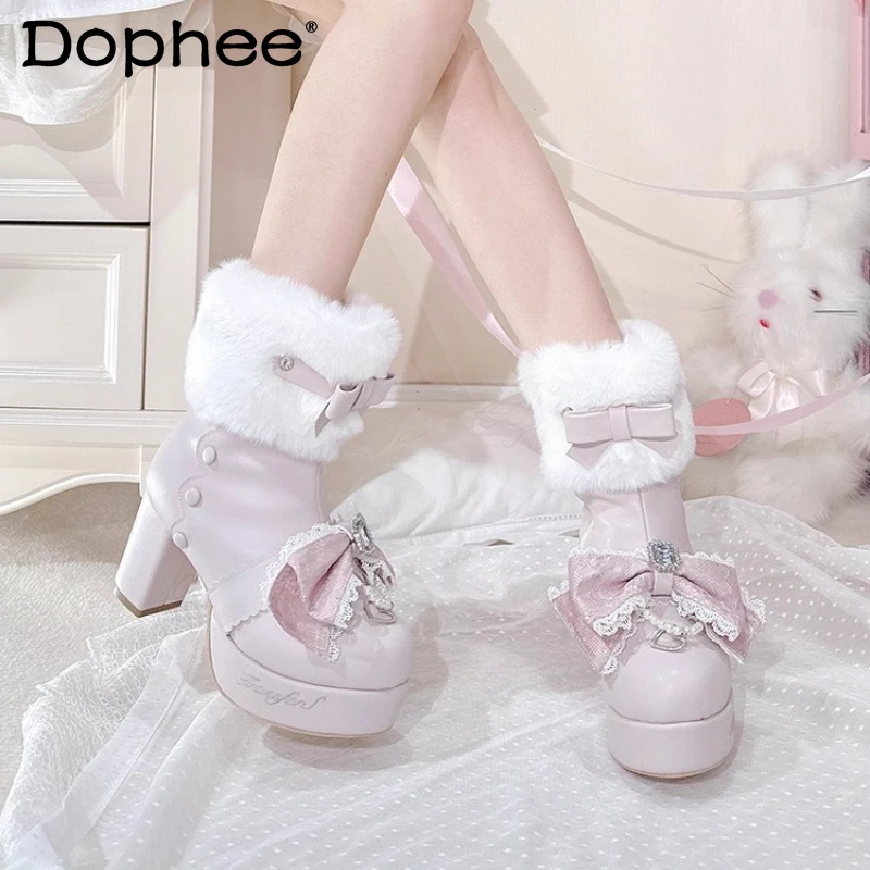 Original Japanese Style Mine Lolita Snow Boots Autumn Winter Woman's Sweet Cute Bow Elegant Short Boots Y2K High Heel Pumps
Original Japanese Style Mine Lolita Snow Boots Autumn Winter Woman's Sweet Cute Bow Elegant Short Boots Y2K High Heel Pumps