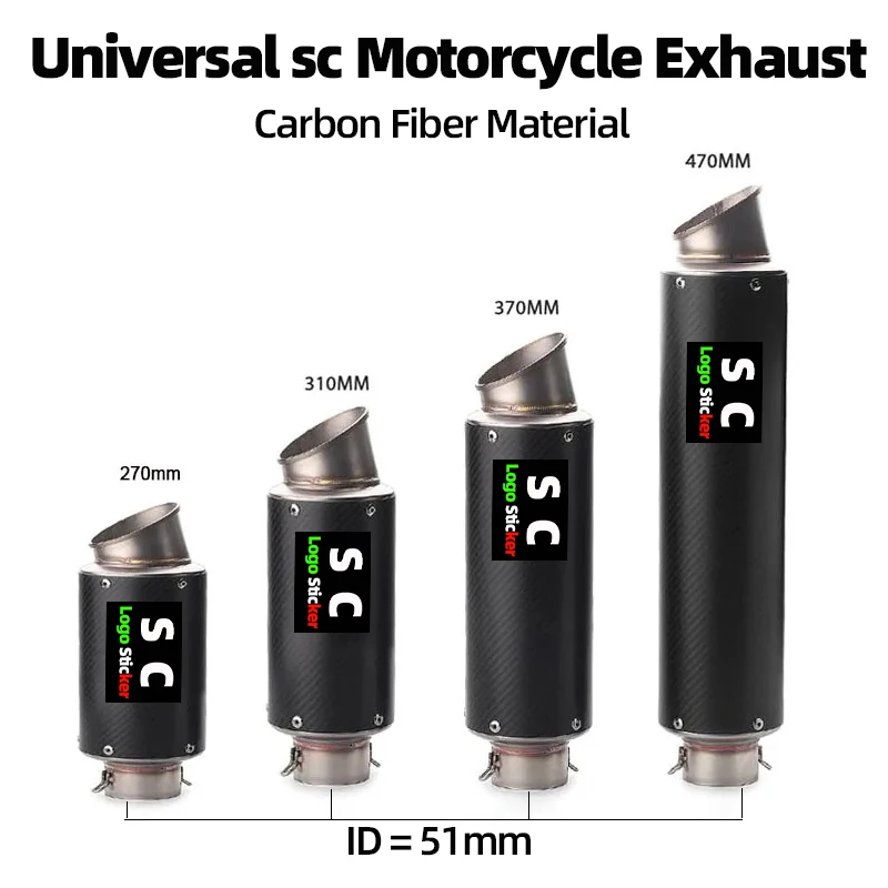 51/60mm Universal Carbon Fiber sc Motorcycle Exhaust Muffler Pipe for Kawasaki Honda Suzuki GP-PJ Racing Moto Modifiy Accessorie
51/60mm Universal Carbon Fiber sc Motorcycle Exhaust Muffler Pipe for Kawasaki Honda Suzuki GP-PJ Racing Moto Modifiy Accessorie