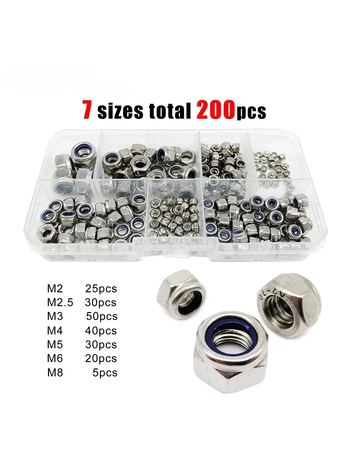 Stainless Steel Nyloc Nut Kit – 200 Pieces M2-M8 Self-Locking Hex Nuts in Assorted Sizes for DIY, Auto & Industrial Use
Stainless Steel Nyloc Nut Kit – 200 Pieces M2-M8 Self-Locking Hex Nuts in Assorted Sizes for DIY, Auto & Industrial Use