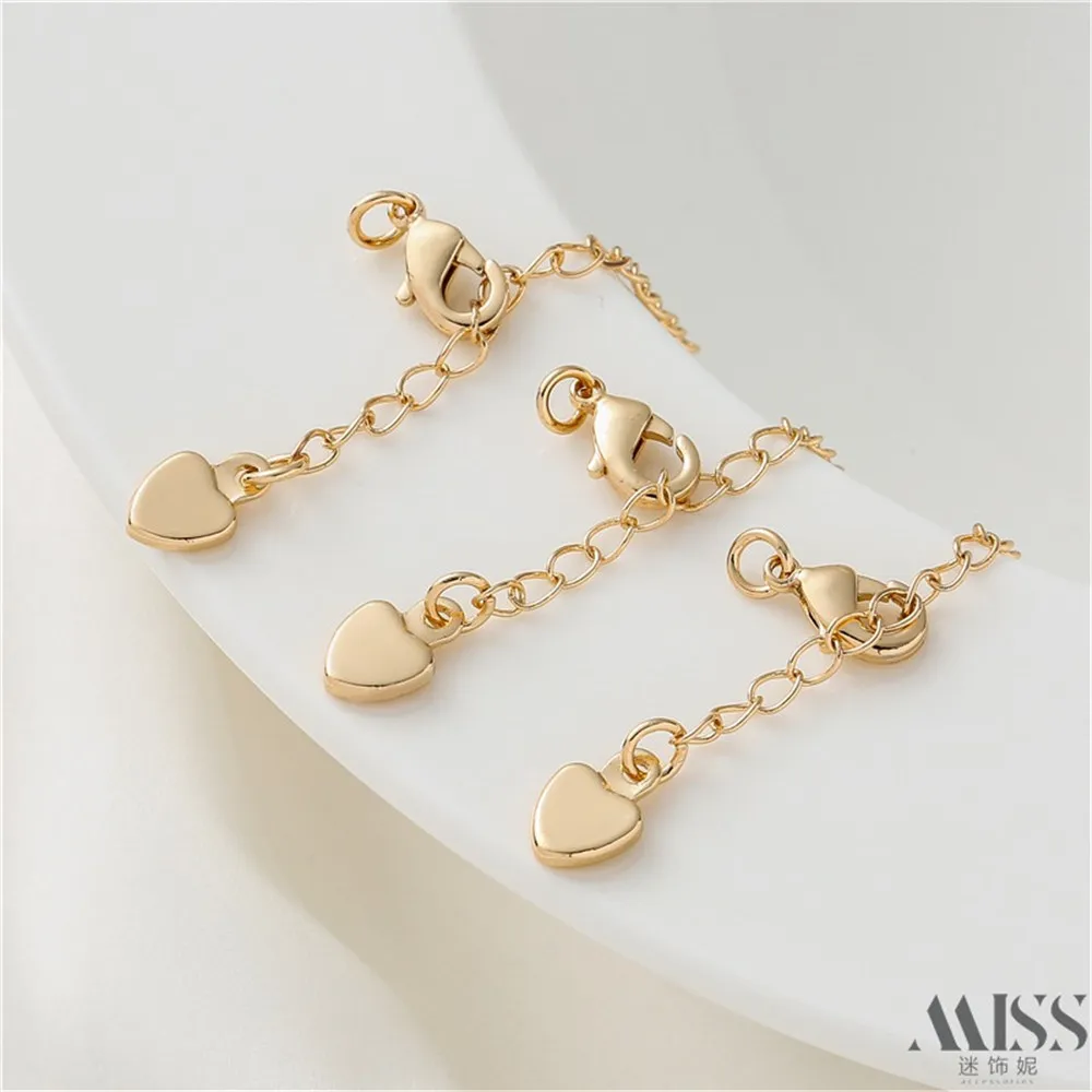 14K Gold Heart Tail Chain Lobster Buckle Love Extension Chain DIY Handmade Bracelet Necklace Jewelry Accessories Material
14K Gold Heart Tail Chain Lobster Buckle Love Extension Chain DIY Handmade Bracelet Necklace Jewelry Accessories Material