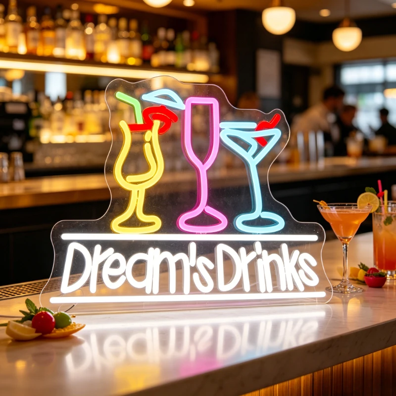 Dreams Drinks Neon Sign LED RGB Cocktail Bar Sign USB Night Light Aesthetic Desk Sign Wall Art for Home Pub Party Decor Gift
Dreams Drinks Neon Sign LED RGB Cocktail Bar Sign USB Night Light Aesthetic Desk Sign Wall Art for Home Pub Party Decor Gift