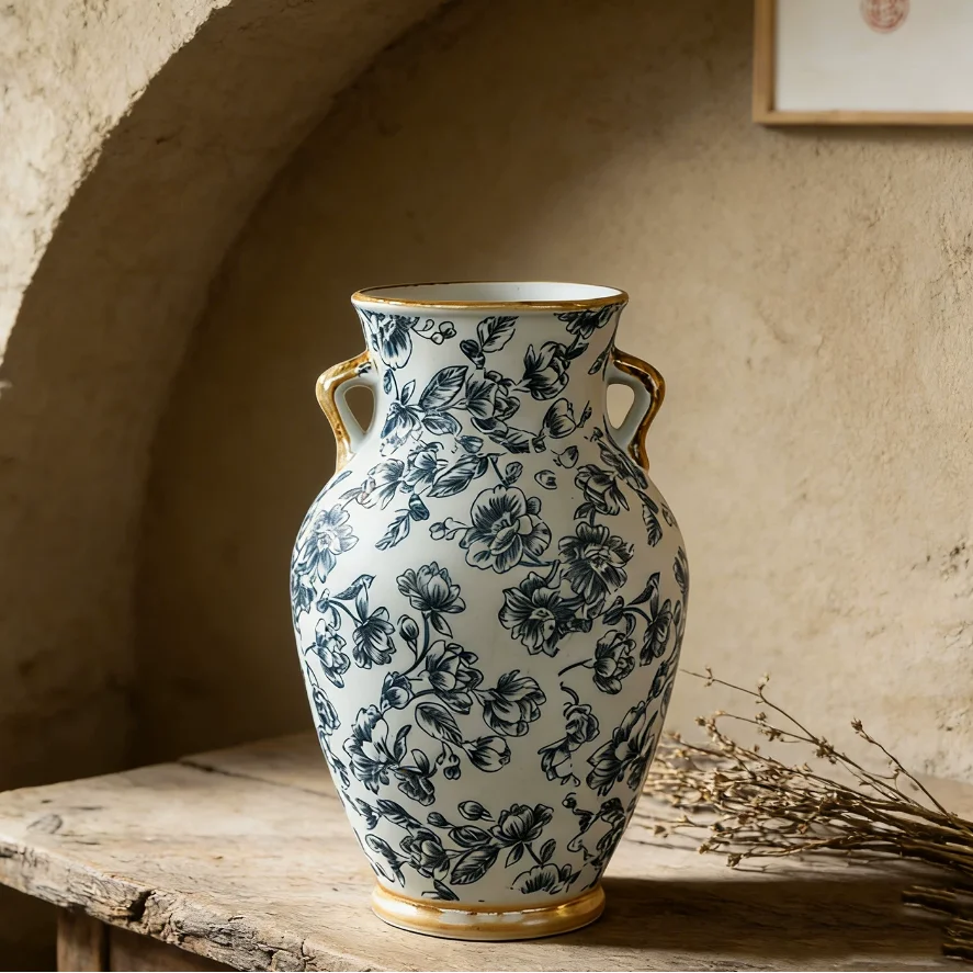 Blue and white double ear Chinese ceramic home dining table hydroponic vase decoration, entrance hall living room flower arrange
Blue and white double ear Chinese ceramic home dining table hydroponic vase decoration, entrance hall living room flower arrange