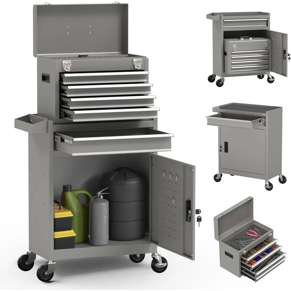Portable Rolling Toolbox with Removable Cabinet, Lockable Storage Chest for Workshop and Garage (Grey)
Portable Rolling Toolbox with Removable Cabinet, Lockable Storage Chest for Workshop and Garage (Grey)