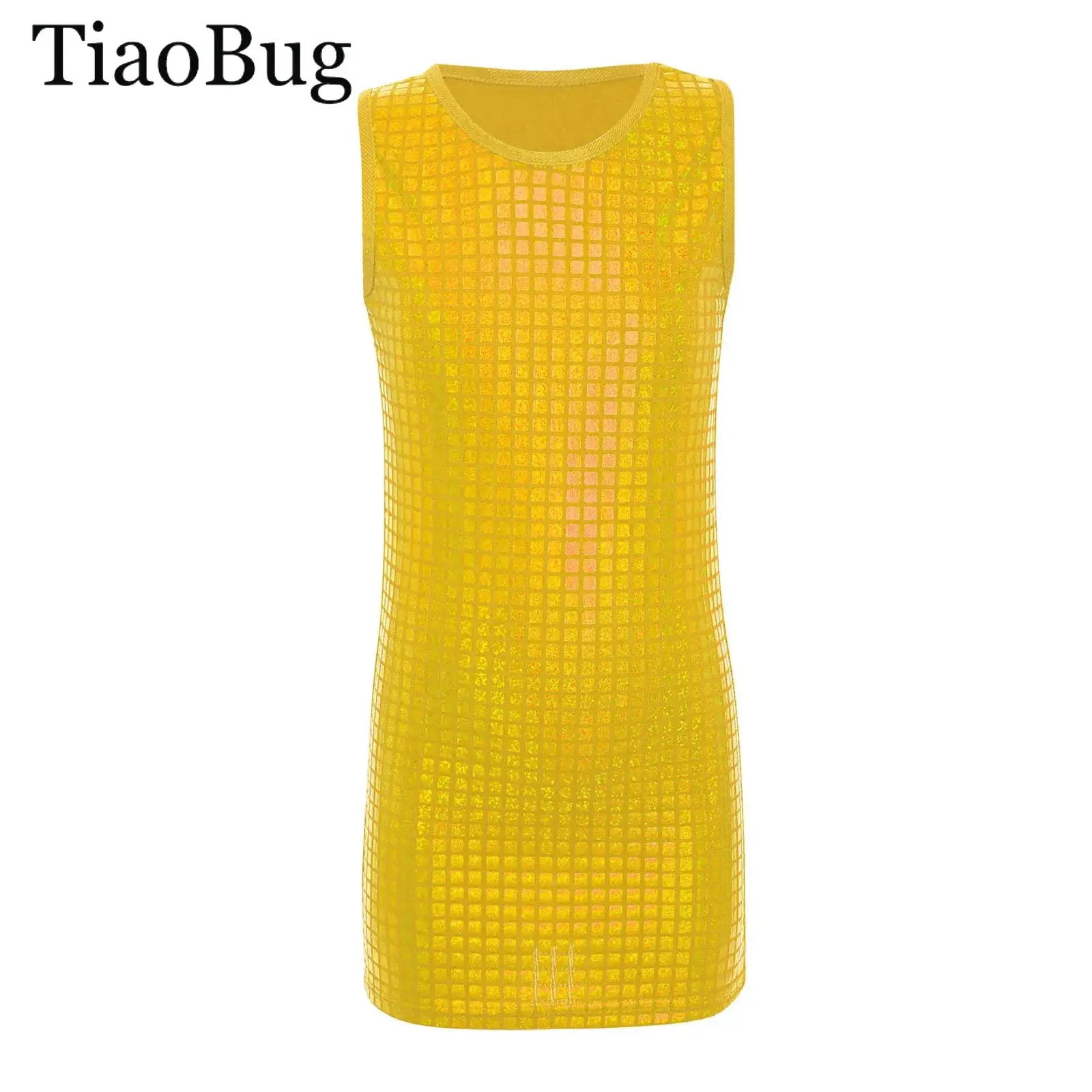 Kids Girls Metallic Plaid Jazz Dance Dress Round Neck Sleeveless Tank Dress Halloween Cosplay Stage Performance Dancing Costumes
Kids Girls Metallic Plaid Jazz Dance Dress Round Neck Sleeveless Tank Dress Halloween Cosplay Stage Performance Dancing Costumes
