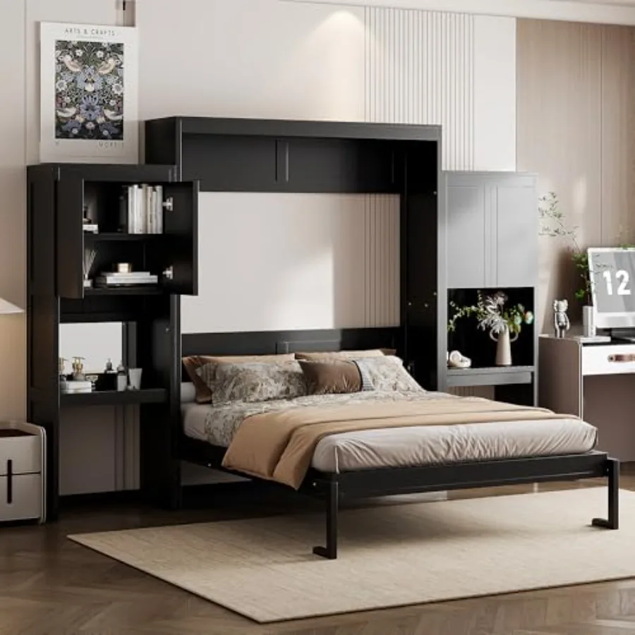 Murphy Bed Queen Size, Wood Storage Hide Cabinet Wall Beds with Desk and Vanity, Space-Saving Bedroom Furniture w/Cabinets and
Murphy Bed Queen Size, Wood Storage Hide Cabinet Wall Beds with Desk and Vanity, Space-Saving Bedroom Furniture w/Cabinets and