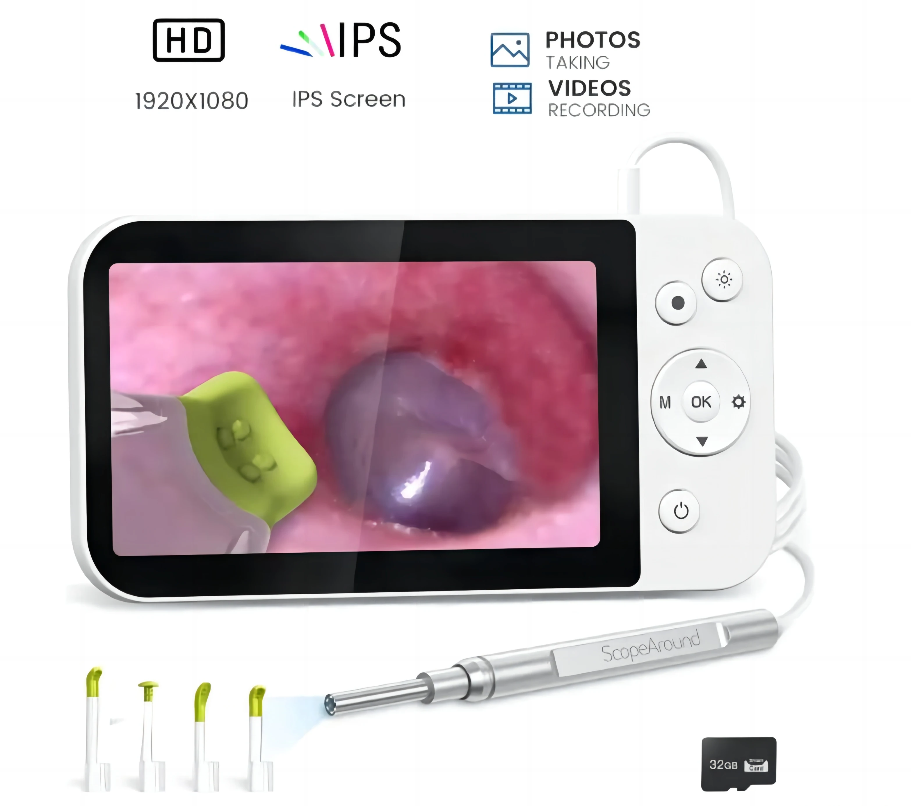 3.9mm Otoscope Camera with 5" IPS Screen 1080P HD Digital Otoscope with Ear Cleaning Tool for Kids and Adults with 32G Card
3.9mm Otoscope Camera with 5" IPS Screen 1080P HD Digital Otoscope with Ear Cleaning Tool for Kids and Adults with 32G Card