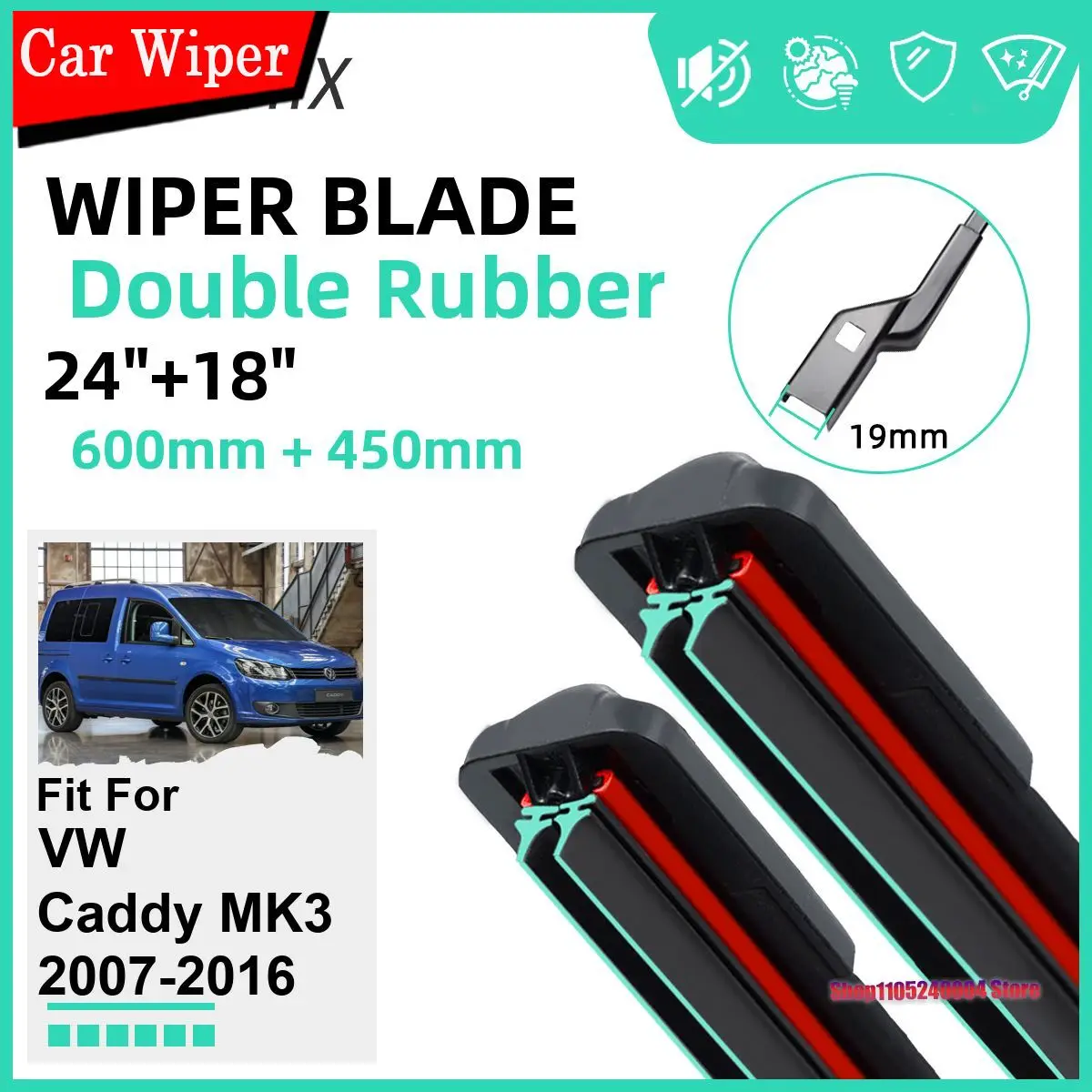 For VW Caddy MK3 2007-2016 Double Rubber Car Wiper Blades Front Windscreen Windshield Rubber Car Accessories 2013 2014 2015 2016
For VW Caddy MK3 2007-2016 Double Rubber Car Wiper Blades Front Windscreen Windshield Rubber Car Accessories 2013 2014 2015 2016
