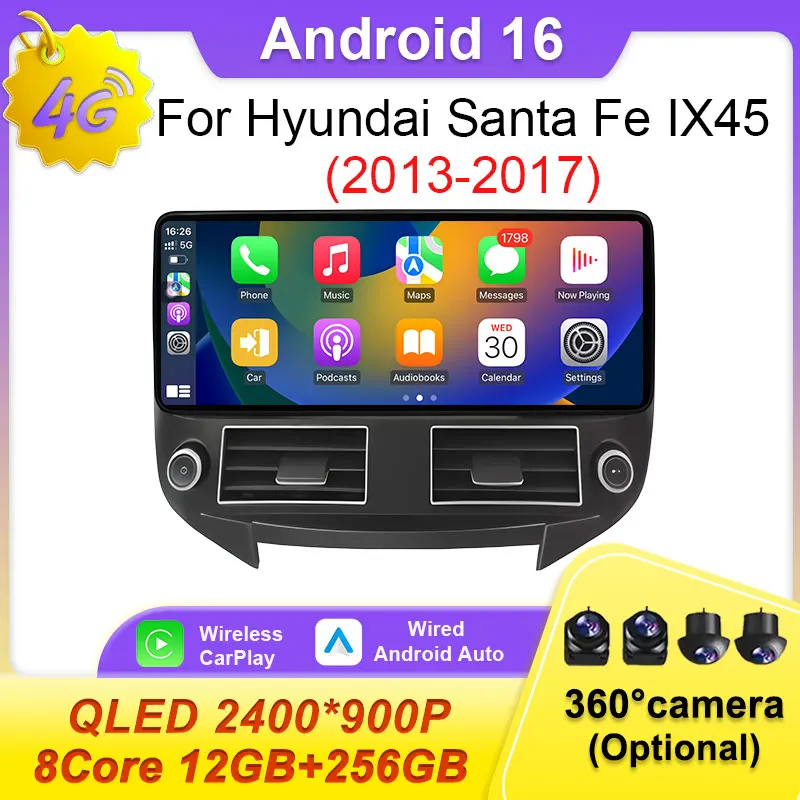 12.3 inch Car Radio GPS Navi WIFI Android 16 DSP BT Carplay UItra-thin Screen Split Screen for Hyundai Santa Fe IX45 2013 - 2017
12.3 inch Car Radio GPS Navi WIFI Android 16 DSP BT Carplay UItra-thin Screen Split Screen for Hyundai Santa Fe IX45 2013 - 2017
