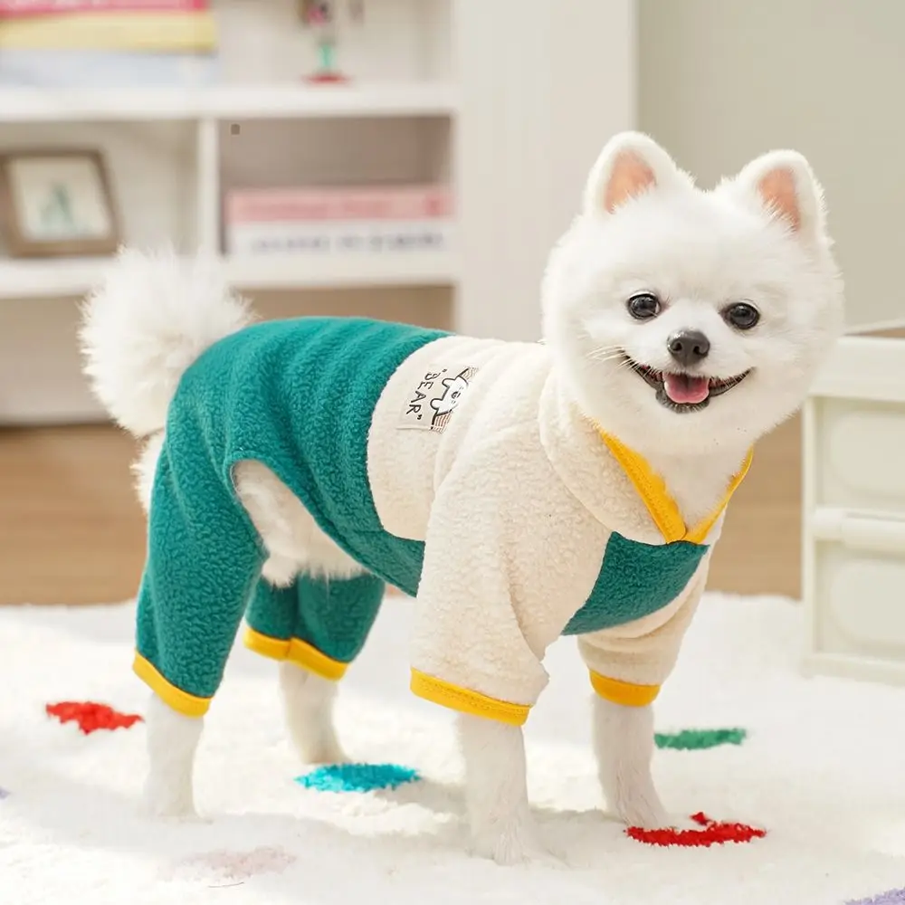 Warm Dog Jumpsuit Cartoon Bear Pattern Stand Collar Puppy Harness Coat Color-blocking Polar Fleece Dog Four Legged Pants
Warm Dog Jumpsuit Cartoon Bear Pattern Stand Collar Puppy Harness Coat Color-blocking Polar Fleece Dog Four Legged Pants
