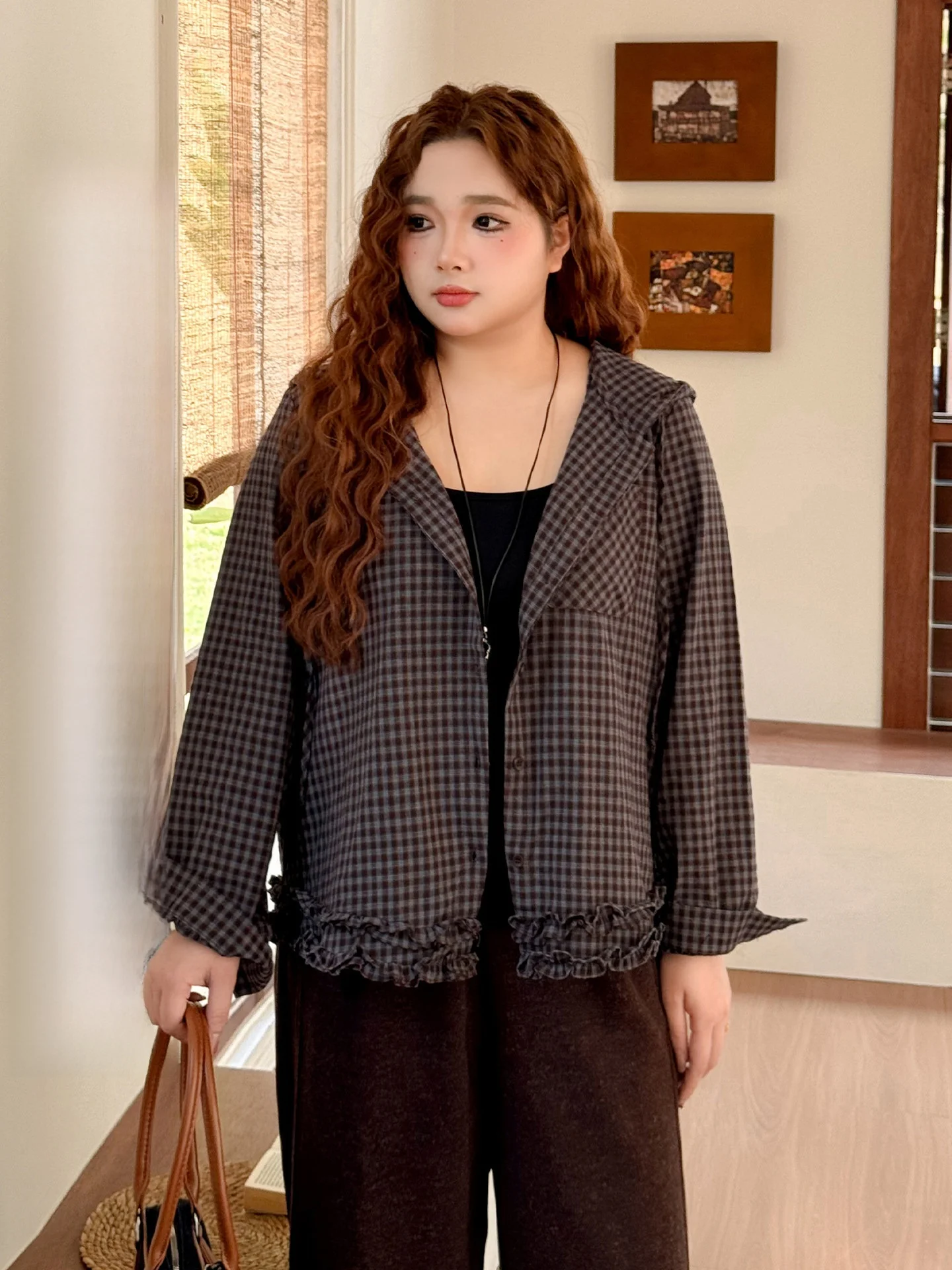 Loose Long Sleeve Plaid Shirt Double Layer Wooden Spring Summer plus Size M Artistic Style Breathable Cotton Polyester B...
Loose Long Sleeve Plaid Shirt Double Layer Wooden Spring Summer plus Size M Artistic Style Breathable Cotton Polyester B...