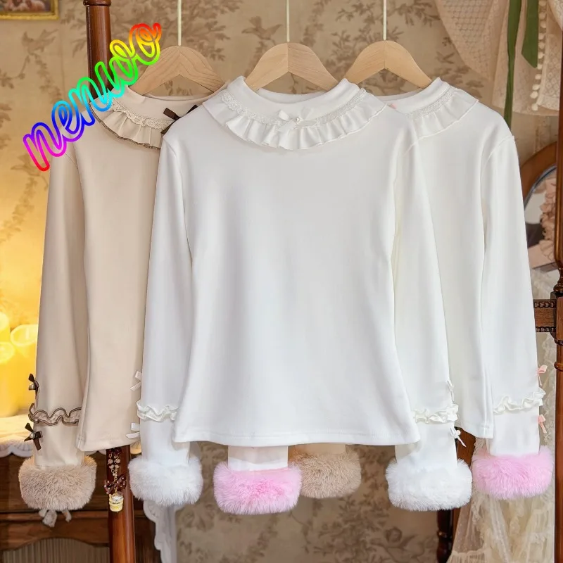 Японские милые блузки в стиле лолита для женщин: теплые рубашки с длинным рукавом, бантом, рюшами и плюшевыми вставками, повседневные топы в стиле Y2K для девочек, в стиле принцессы
Японские милые блузки в стиле лолита для женщин: теплые рубашки с длинным рукавом, бантом, рюшами и плюшевыми вставками, повседневные топы в стиле Y2K для девочек, в стиле принцессы