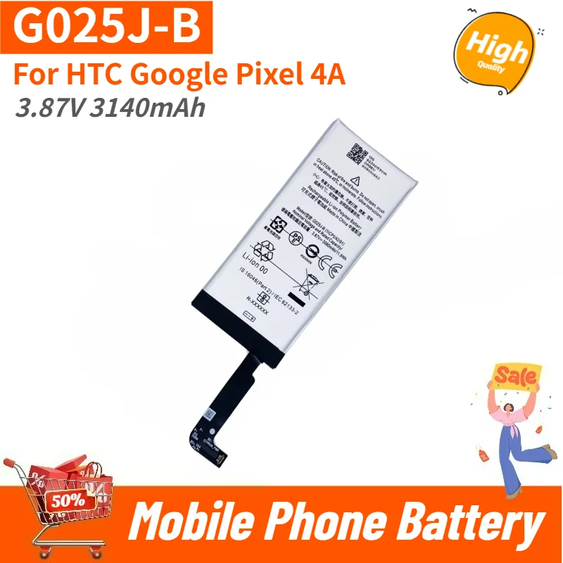 High Quality G025J-B Mobile Phone Battery 3.87V 3140mAh For HTC Google Pixel 4A Brand New Replacement Battery
High Quality G025J-B Mobile Phone Battery 3.87V 3140mAh For HTC Google Pixel 4A Brand New Replacement Battery
