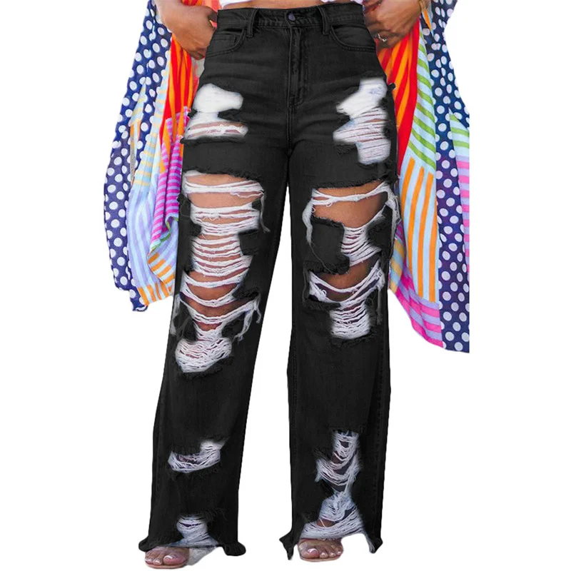 Summer Women's Sexy Ripped Straight Leg Jeans Fashion Distressed Destroyed Denim Pants Streetwear Casual Baggy Trousers Clubwear
Summer Women's Sexy Ripped Straight Leg Jeans Fashion Distressed Destroyed Denim Pants Streetwear Casual Baggy Trousers Clubwear