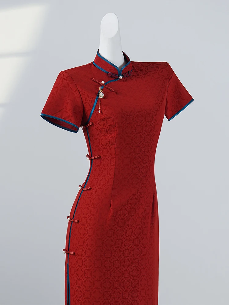 Red New Chinese Sle Improved Engagement Wedding Ceremony Daily Wear Long ort Sve Floral Pattern
Red New Chinese Sle Improved Engagement Wedding Ceremony Daily Wear Long ort Sve Floral Pattern