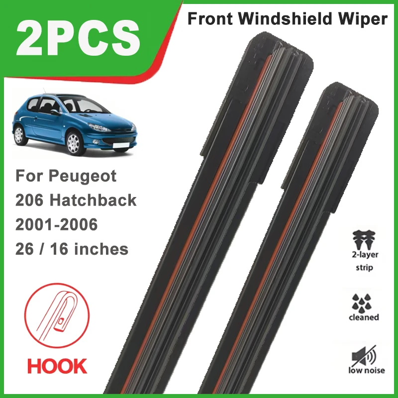 26"+16" Double Rubber Front Wiper Blades, Windscreen Windshield Replacement Parts For Peugeot 206 Hatchback 2001-2006 2002 2003
26"+16" Double Rubber Front Wiper Blades, Windscreen Windshield Replacement Parts For Peugeot 206 Hatchback 2001-2006 2002 2003