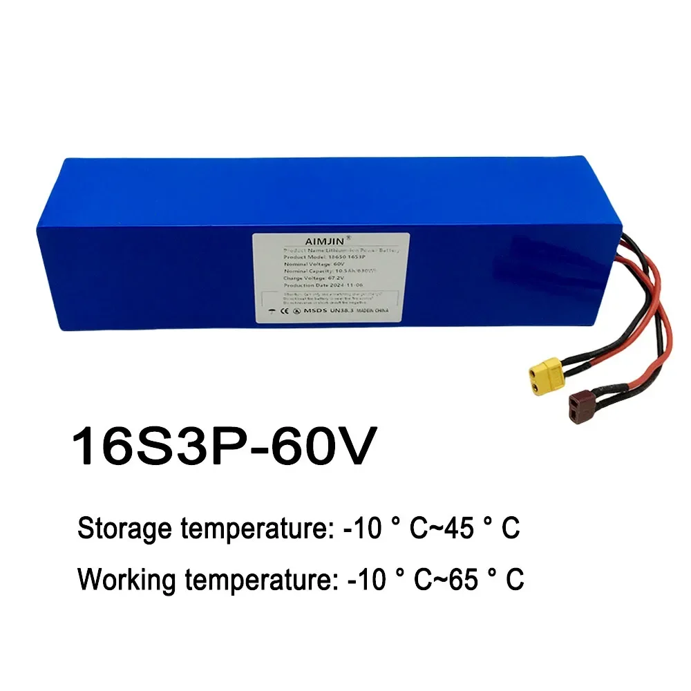 16S3P 60V 10500mAH high capacity Li-ion Battery Pack is suitable for replacement of mountain bike battery electric scooter
16S3P 60V 10500mAH high capacity Li-ion Battery Pack is suitable for replacement of mountain bike battery electric scooter