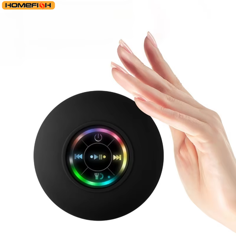 HOMEFISH 2025 New bathroom waterproof wireless LED suction Cup Mini Bluetooth speaker Portable outdoor sports stereo speakers