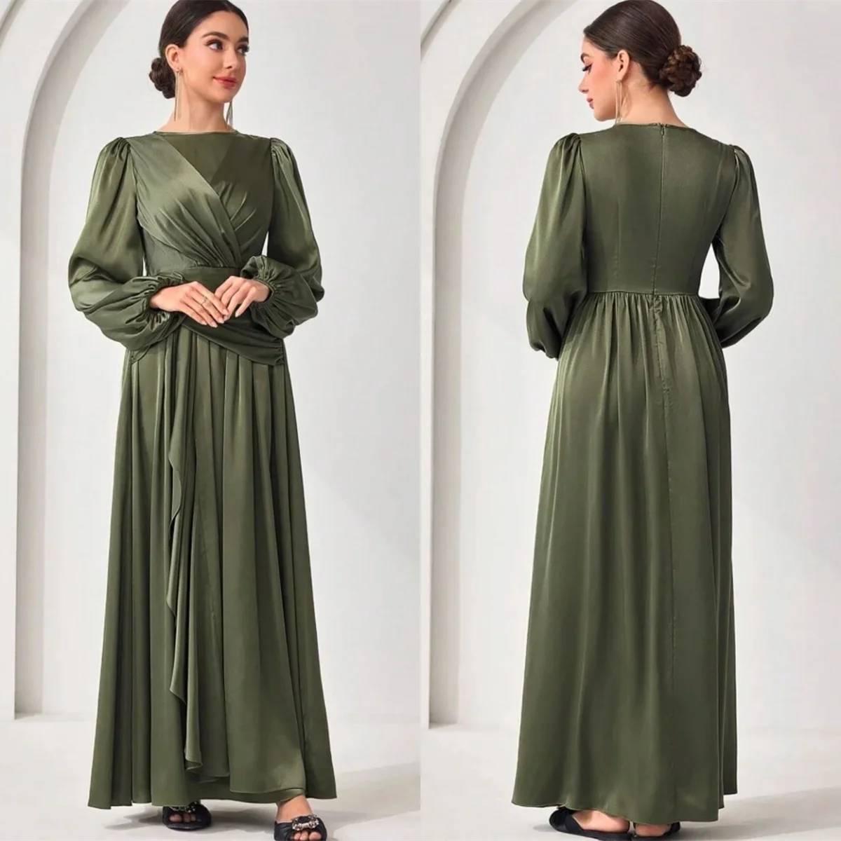 Customized Simple Green Satin Evening Dress Elegant O-Neck Long Sleeves Homecoming Dresses Exquisite Special Occasion
Customized Simple Green Satin Evening Dress Elegant O-Neck Long Sleeves Homecoming Dresses Exquisite Special Occasion
