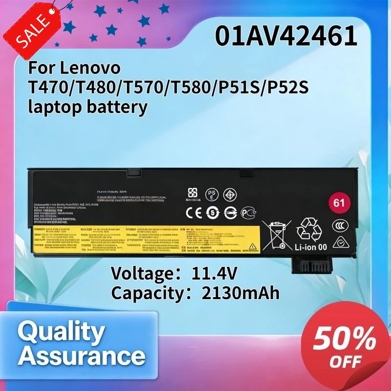 01AV42461 2130mAh High Quality Laptop Battery Compatible with Lenovo T470 T480 T570 T580 P51S P52S
01AV42461 2130mAh High Quality Laptop Battery Compatible with Lenovo T470 T480 T570 T580 P51S P52S