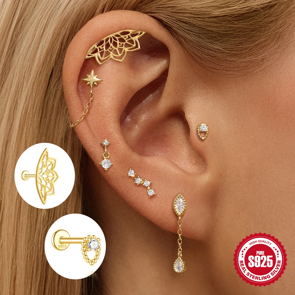 BOAKO 925 Sterling Silver Hollow Lotus Star Chain Tassel Piercing Stud Earrings for woman Light Luxury Fashionable And Simple
BOAKO 925 Sterling Silver Hollow Lotus Star Chain Tassel Piercing Stud Earrings for woman Light Luxury Fashionable And Simple