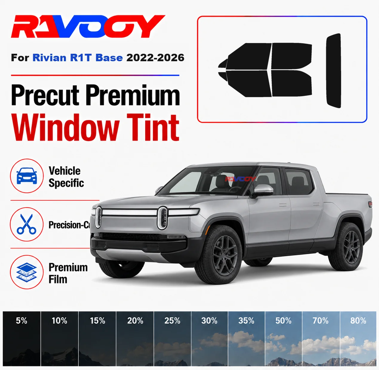 Premium Precut Window Tint Kit Front Rear Windows Rear Windshield For Rivian R1T Base 2022-2026 Complete Set Nano Ceramic Film
Premium Precut Window Tint Kit Front Rear Windows Rear Windshield For Rivian R1T Base 2022-2026 Complete Set Nano Ceramic Film