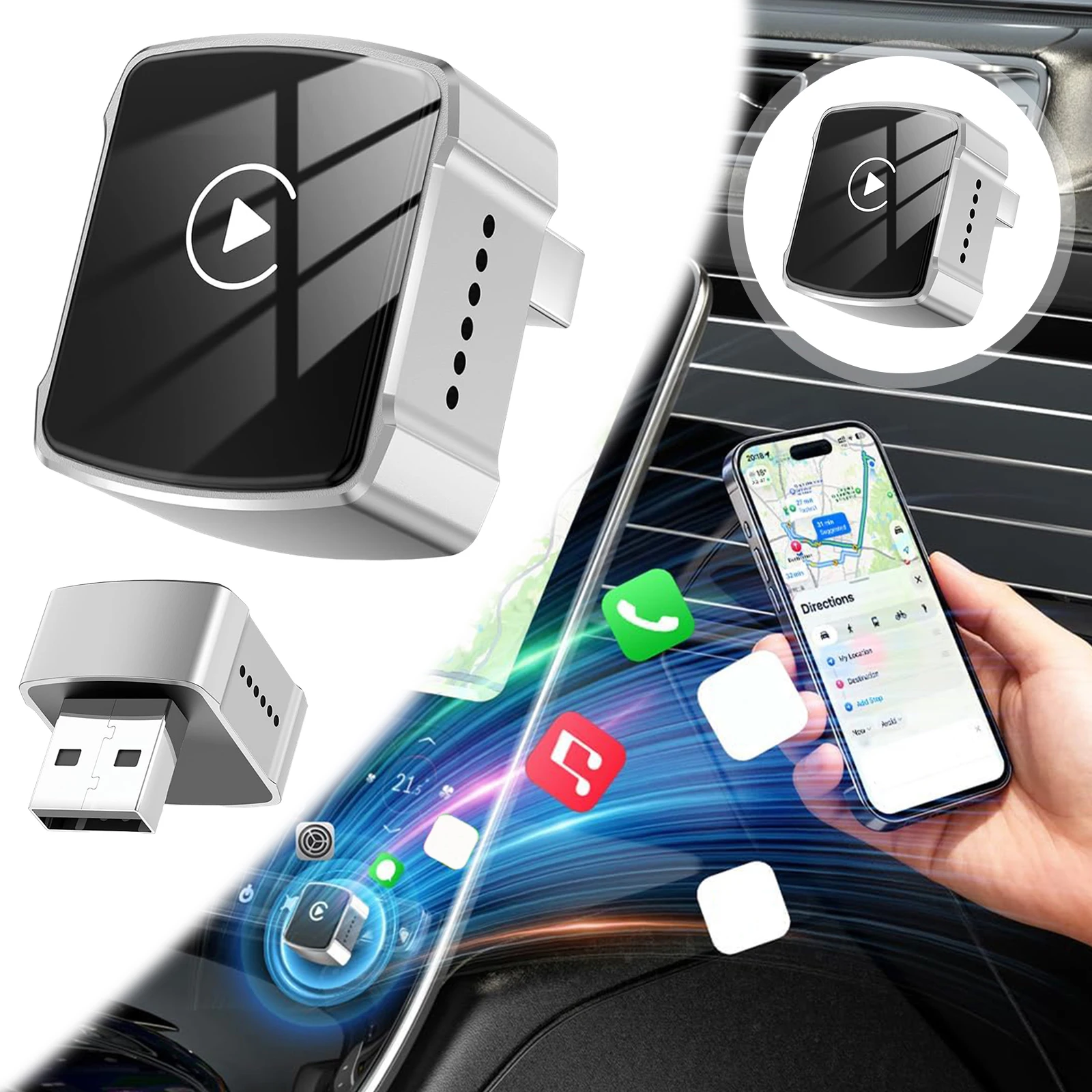 Беспроводной адаптер CarPlay и Android Auto с поддержкой Bluetooth 6.1, голосовым управлением и мини-адаптером для проводного CarPlay.
Беспроводной адаптер CarPlay и Android Auto с поддержкой Bluetooth 6.1, голосовым управлением и мини-адаптером для проводного CarPlay.