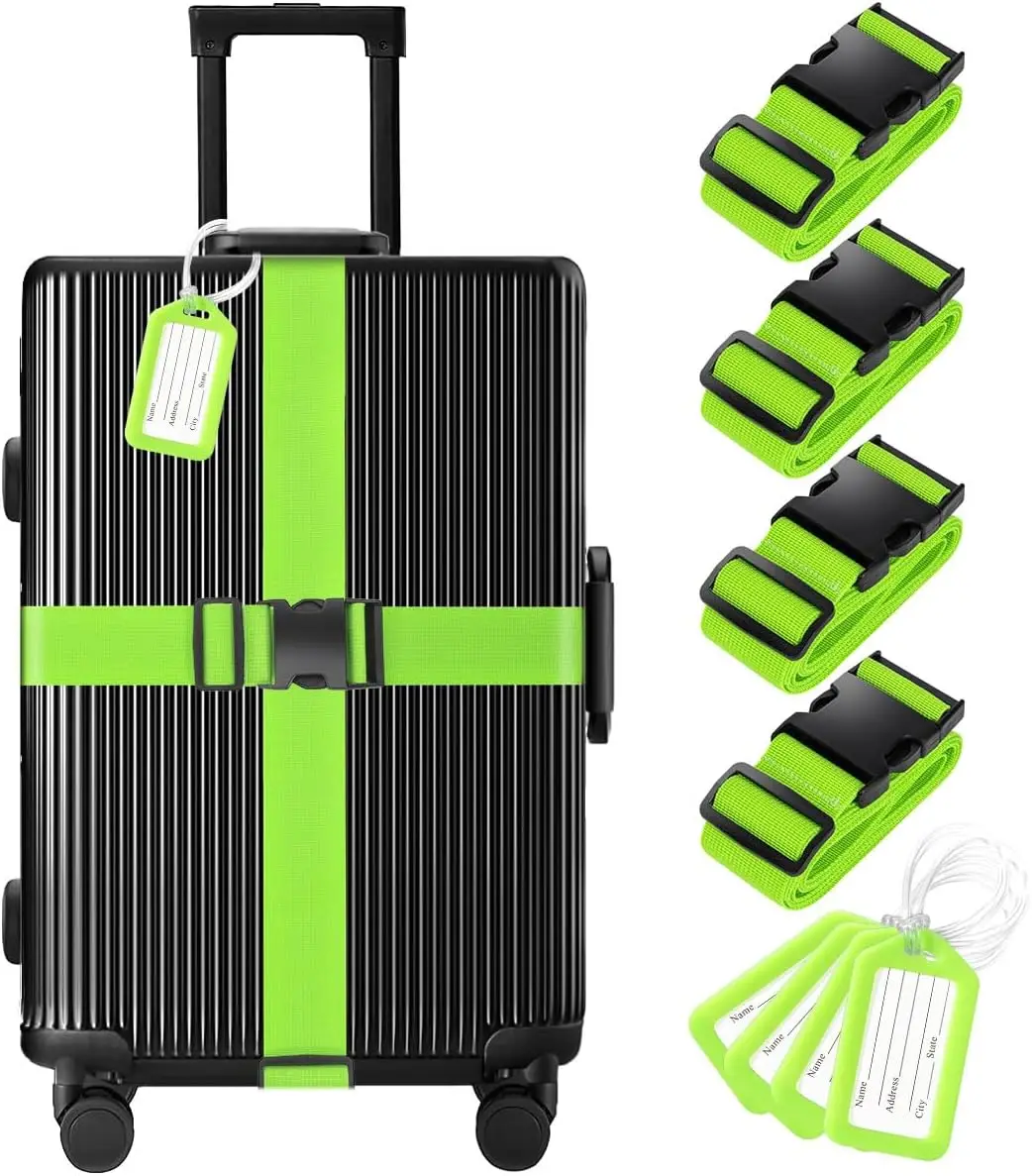 8-Piece Luggage Straps & Tags Set - 4 Adjustable Belts, 4 Colorful Tags, TSA Approved for Secure Travel
8-Piece Luggage Straps & Tags Set - 4 Adjustable Belts, 4 Colorful Tags, TSA Approved for Secure Travel