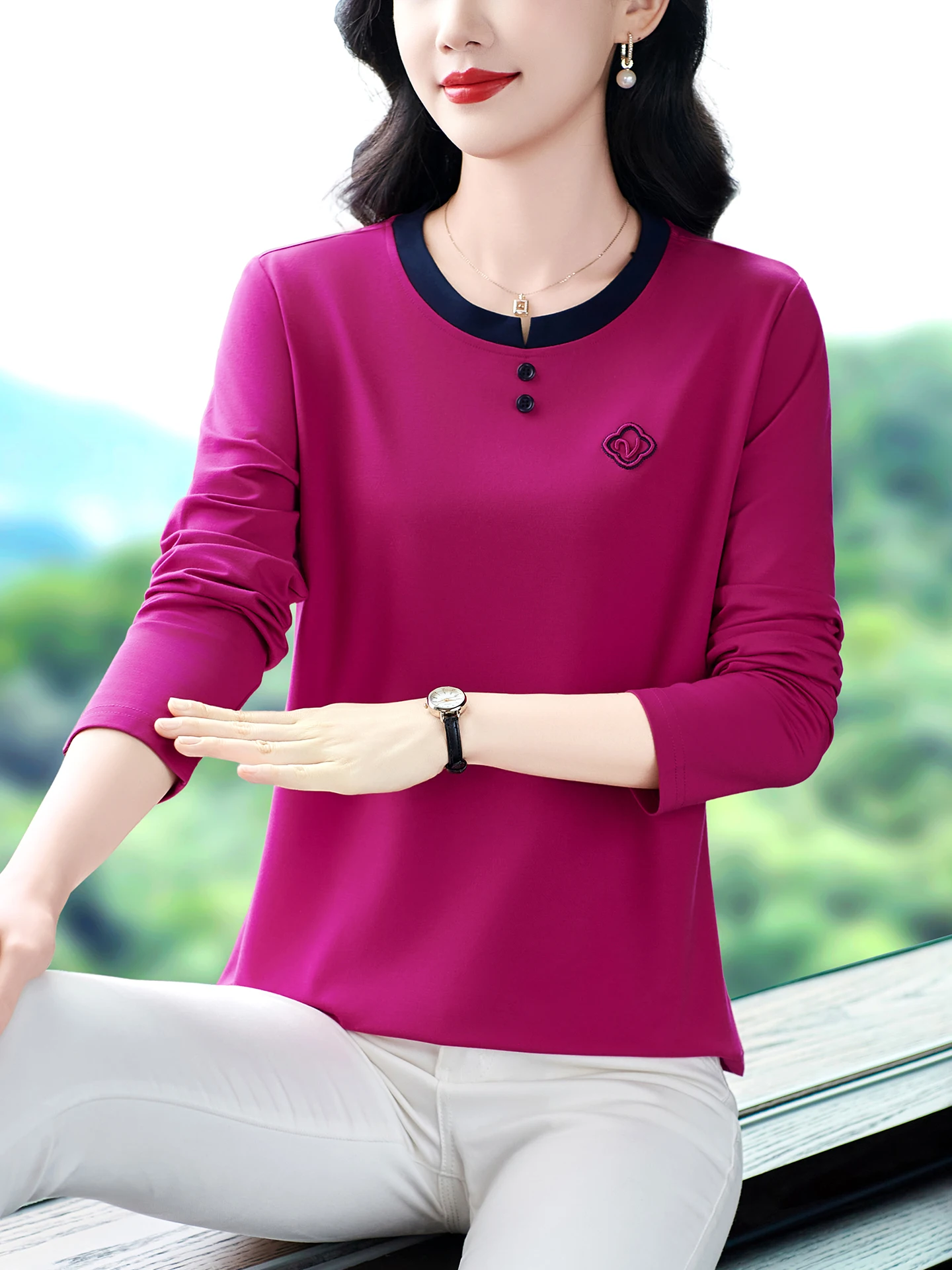 Loose Long Sve round Ne T-irt Women's Casual Comfortable Breathable Sweat Absorbent Versatile Agel Spring Autumn Ne...
Loose Long Sve round Ne T-irt Women's Casual Comfortable Breathable Sweat Absorbent Versatile Agel Spring Autumn Ne...